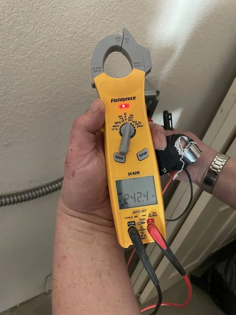 Voltage testing with clamp meter during Hot Tub / Pool Electrical Wiring in Sapulpa